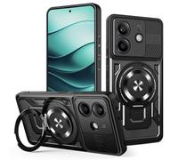 YXINDAFU Cover per Xiaomi Redmi Note 14 5G,con 360° Magnetico girevole Metallo supporto Militare antiurto TPU Silicone e PC antigraffio Custodia per Redmi Note 14 5G,Nero