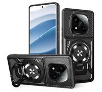 YXINDAFU Cover per Xiaomi Redmi Note 14 Pro/Note 14 Pro Plus 5G,con 360° Magnetico girevole Metallo supporto Militare antiurto TPU Silicone e PC antigraffio Custodia per Redmi Note 14 Pro 5G,Nero