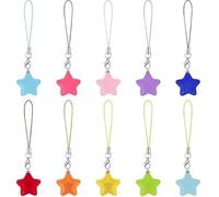 Yxinjy 10 portachiavi multicolore per telefono con cinturino a stella, portachiavi estetico, cordino per cellulare, decorazione per auto, portachiavi per borsa, fotocamera
