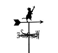 YXKJHH Banderuola segnavento in Metallo per Giardino, Cortile, Tetto, Fattoria, banderuola Decorativa con Ornamento a Forma di Gatto Nero, Strumento di misurazione, Facile da Usare, Cat~A