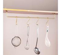 YXLLGS Porta Utensili da Cucina in Ottone for Appendere Utensili con 5 Ganci a S, Appendiabiti da Cucina, Ganci da Cucina for Cucina, Bagno, Armadietti(51cm/20in)