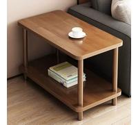 YXLLGS Tavolino in Legno Massello, Due Livelli Aperti, Gambe Rotonde Resistenti, Facile da Assemblare, Compatto per Soggiorno e Camera da Letto(Walnut,60x40x55cm/23x15x21in)