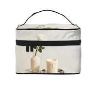 YXLymxDAMAI Beauty case da viaggio con margherite e fiori nelle rocce, alla moda, con grande capacità, per viaggi, palestra e campeggio, Bianco panna., Taglia unica