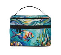 YXLymxDAMAI Beauty case da viaggio con margherite e fiori nelle rocce, alla moda, con grande capacità, per viaggi, palestra e campeggio, Pesce colorato, Taglia unica