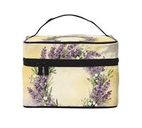YXLymxDAMAI Beauty case da viaggio con pittura a olio dai colori chiari, alla moda, con grande capacità, per viaggi, palestra e campeggio, Ghirlanda di fiori di lavanda, Taglia unica