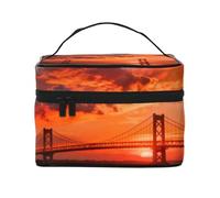 YXLymxDAMAI Beauty case da viaggio vintage con rosa rossa, alla moda, con grande capacità, per viaggi, palestra e campeggio, Cavalcavia Tramonto, Taglia unica