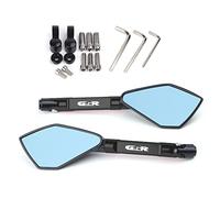 YXSM per Suzuki GSR400 GSR600 GSR750 GSR 600 400 750 Moto Triangolo Specchietto Retrovisore in Alluminio di CNC Blu Anti-riflesso Lente Laterale Specchi Retrovisori con Logo (Colore : Nero)