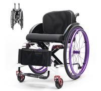 YXVSZB Carrozzina Manuale Pieghevole Leggera, Sedia A Rotelle Portatile in Lega di Alluminio, per Utenti con Disabilità Fisiche, Disabili E Anziani(Purple,40cm)