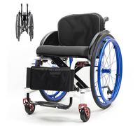 YXVSZB Carrozzina Manuale Pieghevole Leggera, Sedia A Rotelle Portatile in Lega di Alluminio, per Utenti con Disabilità Fisiche, Disabili E Anziani(Blue,40cm)