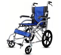 YXVSZB Carrozzina Pieghevole Leggera - Sedia A Rotelle in Acciaio Ad Alto Tenore di Carbonio con Freno A Mano, Braccioli E Poggiapiedi - Sedie Rotelle per Adulti E Disabili(Blue)