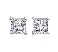 YXWYXWA 1 Carat Stud Solid Sterling Silver Earring Square Crystal Earrings for Women Wedding Party Jewelry Accessories