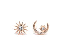 YXWYXWA 14k Rose Earring Moon Asymmetric Earrings Female Gemstone Jewelry Garnet Stud Earrings