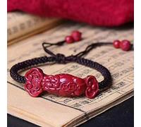 YXWYXWA Bracciale Feng Shui Wealth Bracciale per donne Cinnabar a sei caratteri Mantra Heart Sutra Pi Yao Bracciale intrecciato Attira il talismano di ricchezza per la prosperità Moneta buona fortuna,