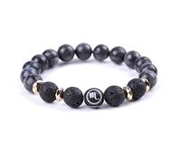YXWYXWA Bracelet Beaded Bracelets,Natural Black Striped Stone Beads Beaded Bracelets,Black Lava Scorpio Pendant Bangles,Elastic Crystal Bracelet Reiki Crystal Jewelry for Men Women