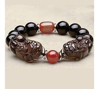 YXWYXWA Bracelet Feng Shui Gold Obsidian/Pi Yao Wealth Bracelet Tiger Eye Stone Reiki Crystal Bracelet Spiritual Chakra Bracelet Amulet Lucky Adjustable Ward off Evil Bracelet Men Women,Style d,12mm