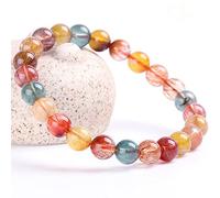 YXWYXWA Bracelet Feng Shui Multi-Gems Rutilated Quartz Wealth Bracelet Reiki Crystal Bracelet Spiritual Chakra Bracelet Amulet Lucky Adjustable Ward off Evil Bracelet Men Women,10mm