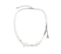 YXWYXWA Catena a Catena, cranica per Tallone Catena di Perline con Lettera a Sospensione Una Lega Bianca di Zirconia cubica con Chiusura ad Aria di Aragosta Gioielli da Uomo 20,5 Pollici