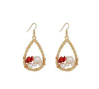 YXWYXWA Classic Imitation Pearl Drop Geometric Earrings Dangly Earrings for Women Hoop Earrings Women Good for Parties, Shopping, Weddings Retro/B