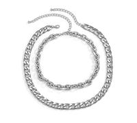 YXWYXWA Clavicle Catena cubica Collane Multiple per Donne, collane d'oro a 2 Strati per la delle Donne