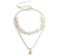 YXWYXWA Collana a Pendente Dorata, Catena della Collana Catena a Doppio Strato per Perle con leghe a Guscio a Stella