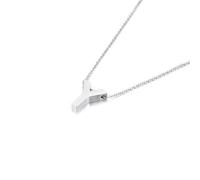 YXWYXWA Collana di Testo di Donna Argento, Collana a Catena Stainless Steel Letter A-Z per Festa d'Anniversario