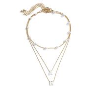 YXWYXWA Collane a Strati Collana Ogni Giorno per Donne, collane d'oro Perline Doppie