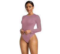 YXWYXWA Corpi da Donna Corpetto Rotondo Colletto Slim Fit Slit Maniche Lunghe Camicia da Fondo e Top da Club per Club, caffè, s