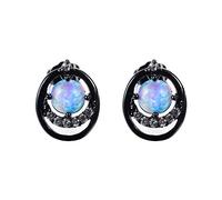 YXWYXWA Earrings Platinum Four-Claw Blue Round Opal Earrings Female Accessories Accessories Jewelry Good for Parties, Shopping And Traveling Exquisite/Black Blue