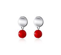 YXWYXWA Fashion Earrings Ladies 925 Silver Short Pendant Earrings Red Round Earrings Ladies Fashion Elegant Party Banquet Earrings Jewelry Dainty Earrings