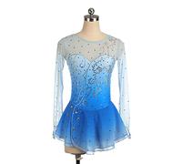 YXWYXWA Girls Figure Figura Abito da Pattinaggio su Ghiaccio, Donna Strass Scintillante per Adulti con Maniche di Punta del Corpo da Ballo di Ballo Ginnastica, Blu, XX