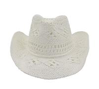 YXWYXWA Hand Knitting Western Cowboy Cowgirl Hat Summer Hat Womens Sun Hat Hollow out Beige Women Men Unisex Sunhat
