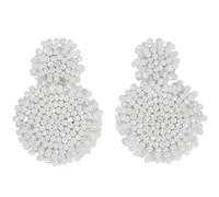 YXWYXWA Hand-Woven Drop Earrings Rice Bead Earrings White Geometric Resin Earrings Handmade Jewellery for Women Exquisite / 20602