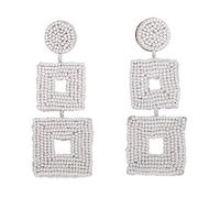YXWYXWA Hand-Woven Drop Earrings Rice Bead Earrings White Geometric Resin Earrings Handmade Jewellery for Women Exquisite / 21834