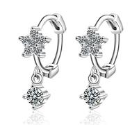 YXWYXWA Jewelry for Women Women Silver Earrings, 925 Sterling Silver Hoop Rhinestone Men Earrings Bow Star Leaf Butterfly Heart Crystal Geometry Charming Gifts for Girlfriend, Wife, Sister,