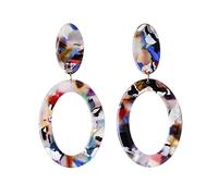 YXWYXWA Jewelry for Women Women Silver Earrings, Creative Oval Colorful Acrylic Drop Earrings Bohemia Women Jewelry Brincos for Beach Gift Gifts for Girlfriend, Wife, Sister, Daughter, Mother On