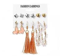 YXWYXWA Jewelry Women Silver Earrings, Fashion Resin Geometric Drop Earrings Set for Women Oversize Crystal Twist Circle Earring Tassel Butterfly Earrings Jewelry s for Girlfriend, Wife, Sister,