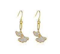 YXWYXWA Korean Long Double-Layer Tree Leaf Earrings French Temperament Ginkgo Leaf Earrings for Female -