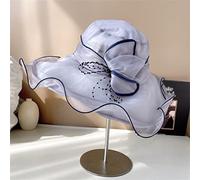 YXWYXWA Large Brim Silk Hat 's Summer Silk Fisherman's Hat Three-Dimensional Flower Wavy Brim Basin Hat