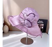 YXWYXWA Large Brim Silk Hat 's Summer Silk Fisherman's Hat Three-Dimensional Flower Wavy Brim Basin Hat