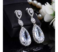 YXWYXWA Micro Pave Water Drop Crystal Long Earrings for Women with Zircon Stones Settting