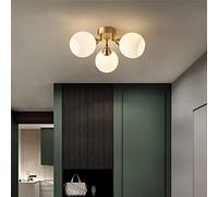 YXWYXWA Mid Century Sputnik s Globe Semi Flush Mount Ceiling Light with White Globe Glass Lampshade Brushed Iron Elegant Light Fixture for Living Room Lighting Interesting