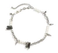 YXWYXWA Nuovo Collare All'Orore, Collana Colliere di Ferro Alluminio con Pietra Dall'Acquario e Perla di Legno con Chiusura Crociera.