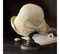YXWYXWA Parent-Child 100% Raffia Bow Sun Hat Wide Brim Floppy Summer Hats for Women Beach Panama Straw Dome Bucket Hat Shade Hat