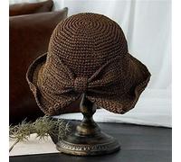 YXWYXWA Parent-Child 100% Raffia Bow Sun Hat Wide Brim Floppy Summer Hats for Women Beach Panama Straw Dome Bucket Hat Shade Hat