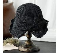 YXWYXWA Parent-Child 100% Raffia Bow Sun Hat Wide Brim Floppy Summer Hats for Women Beach Panama Straw Dome Bucket Hat Shade Hat