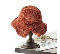 YXWYXWA Parent-Child 100% Raffia Bow Sun Hat Wide Brim Floppy Summer Hats for Women Beach Panama Straw Dome Bucket Hat Shade Hat