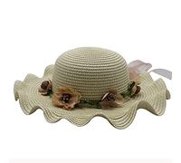 YXWYXWA Parent-Child Big Wide Brim Beach Hat Handmade Floral Straw cap Girls Summer Hats Women