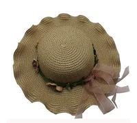 YXWYXWA Parent-Child Big Wide Brim Beach Hat Handmade Floral Straw cap Girls Summer Hats Women