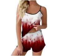 YXWYXWA Piajama Set for Women Bloody Spaghetti Sleep Abbigliamento Sonno Blood Spruzzo Leggero 2 Pezzi Short Set
