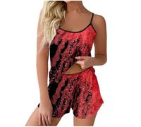 YXWYXWA Piajama Set for Women Bloody Spaghetti Sleep Abbigliamento Sonno Blood Spruzzo Leggero 2 Pezzi Short Set